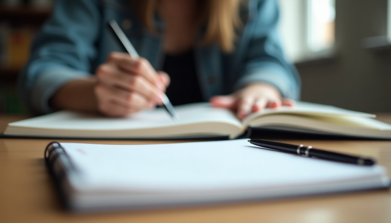 Person studying Dutch at a desk
