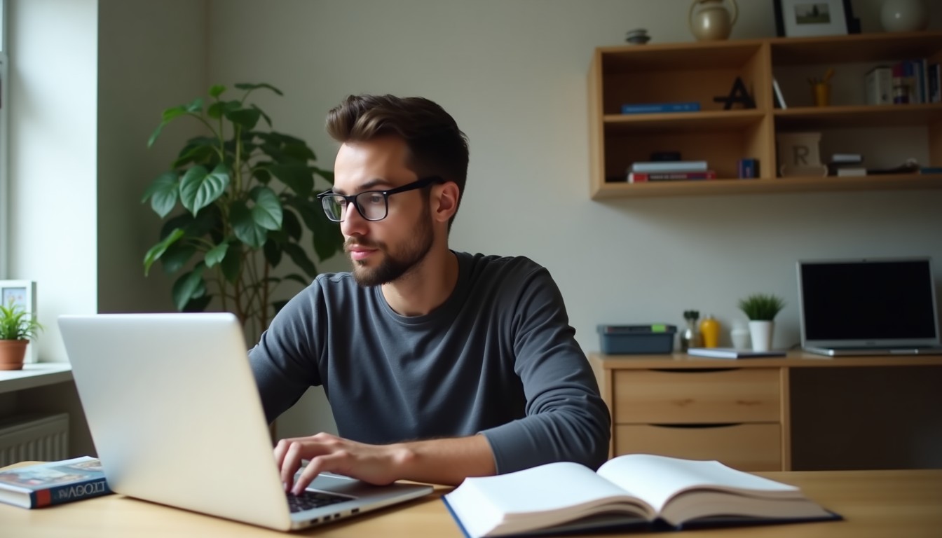 Person studying Dutch at home