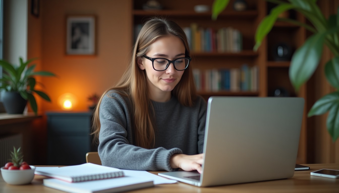 Student studying Dutch at home