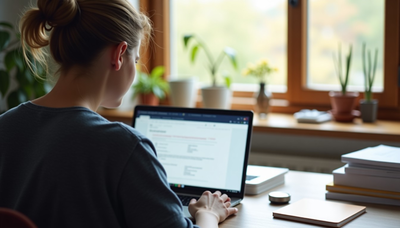 Person studying at a home desk