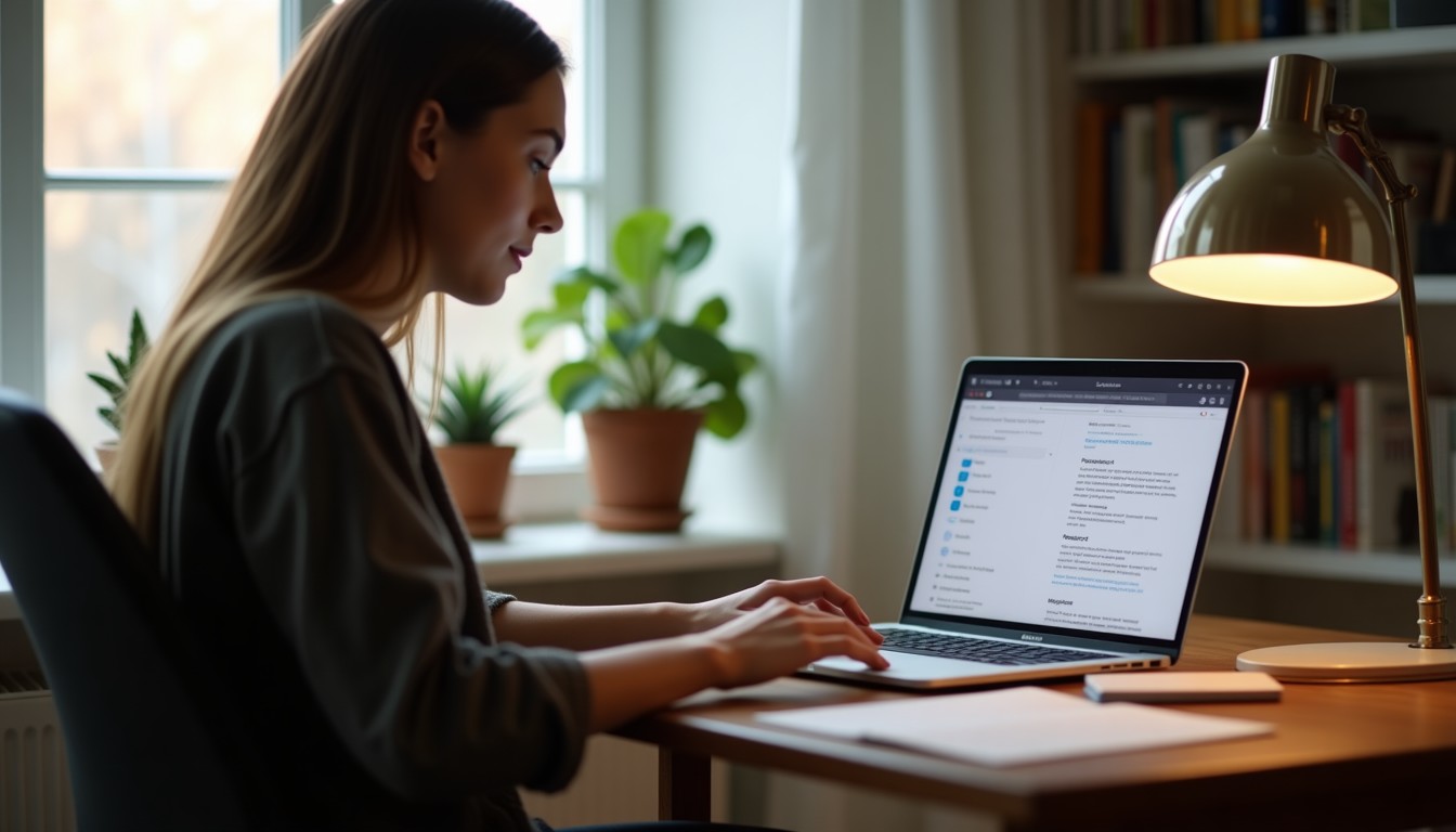 Person studying online