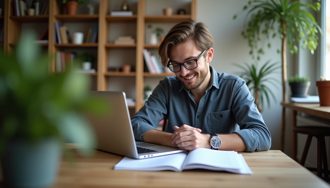 Student studying Dutch at home