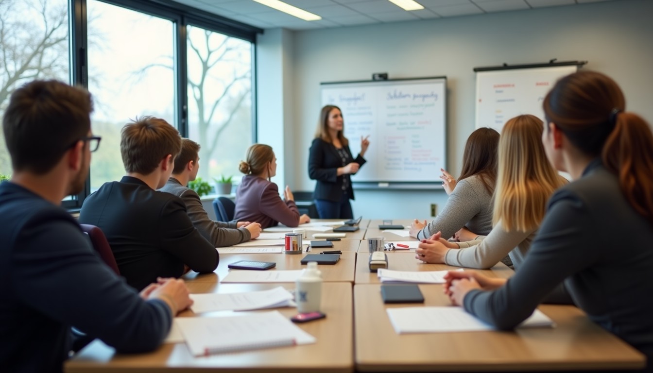 Students in a Dutch language class