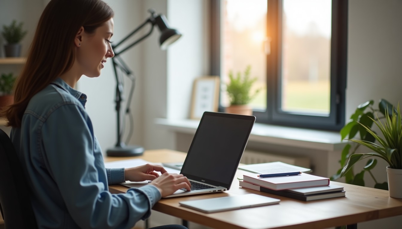 Person learning Dutch at home