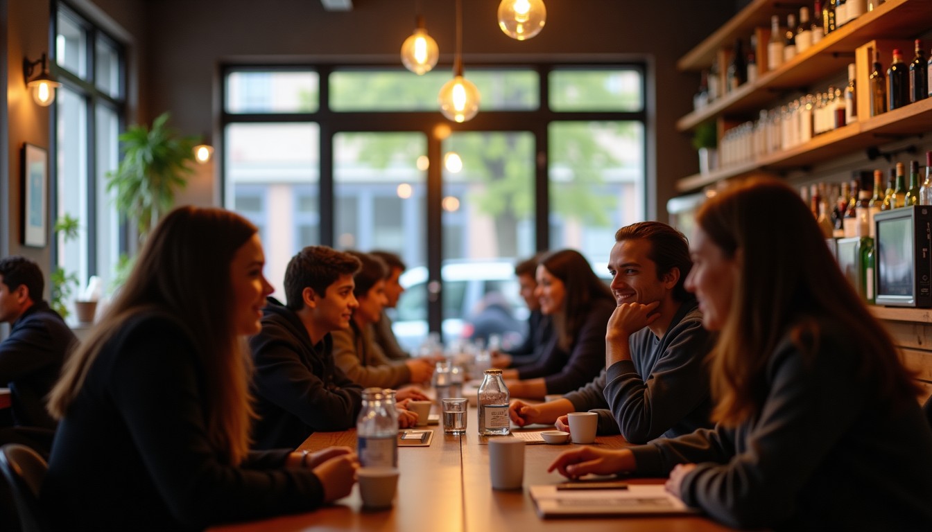 Students in a cafe