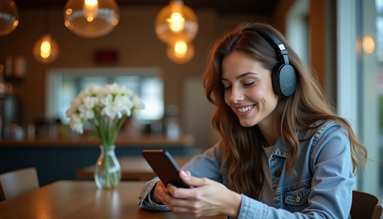 Person listening to a podcast
