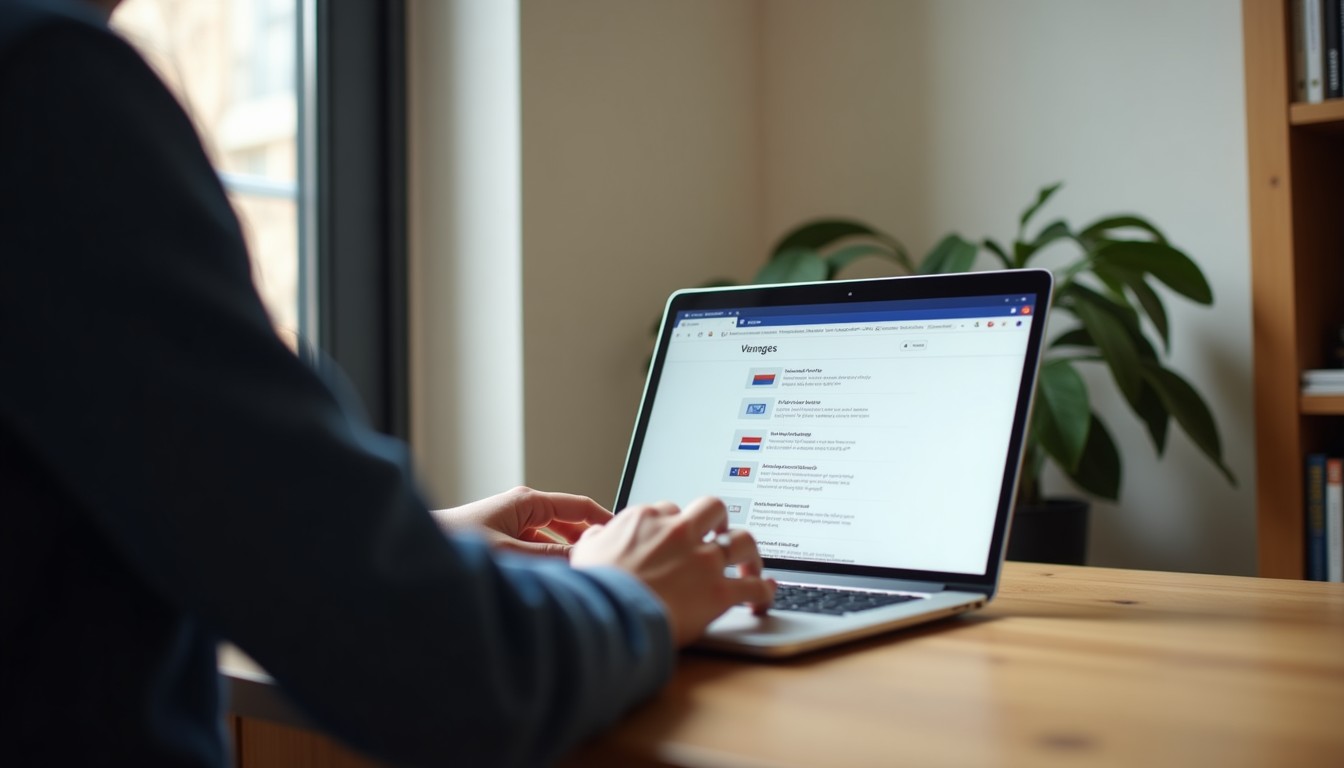 Person searching online for Dutch courses